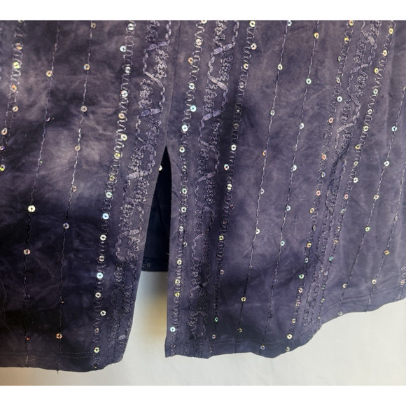 CB Established Womens Embroidered Henley Top Size XL Acid Wash Grunge Witchy Y2K - Picture 9 of 11